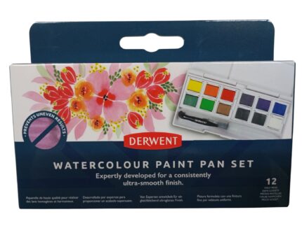 Aguarela Paint Set Derwent 12 Cores com pincel de água e paleta integrada