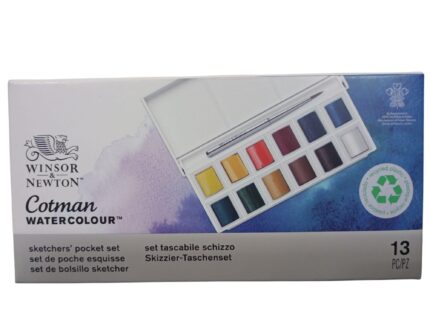 Aguarela Winsor & Newton 12 Cores estojo Cotman com pincel e paleta