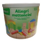 Blocos Allegri Mattoncini Madeiras – Balde com 50 Peças | Marca Globo