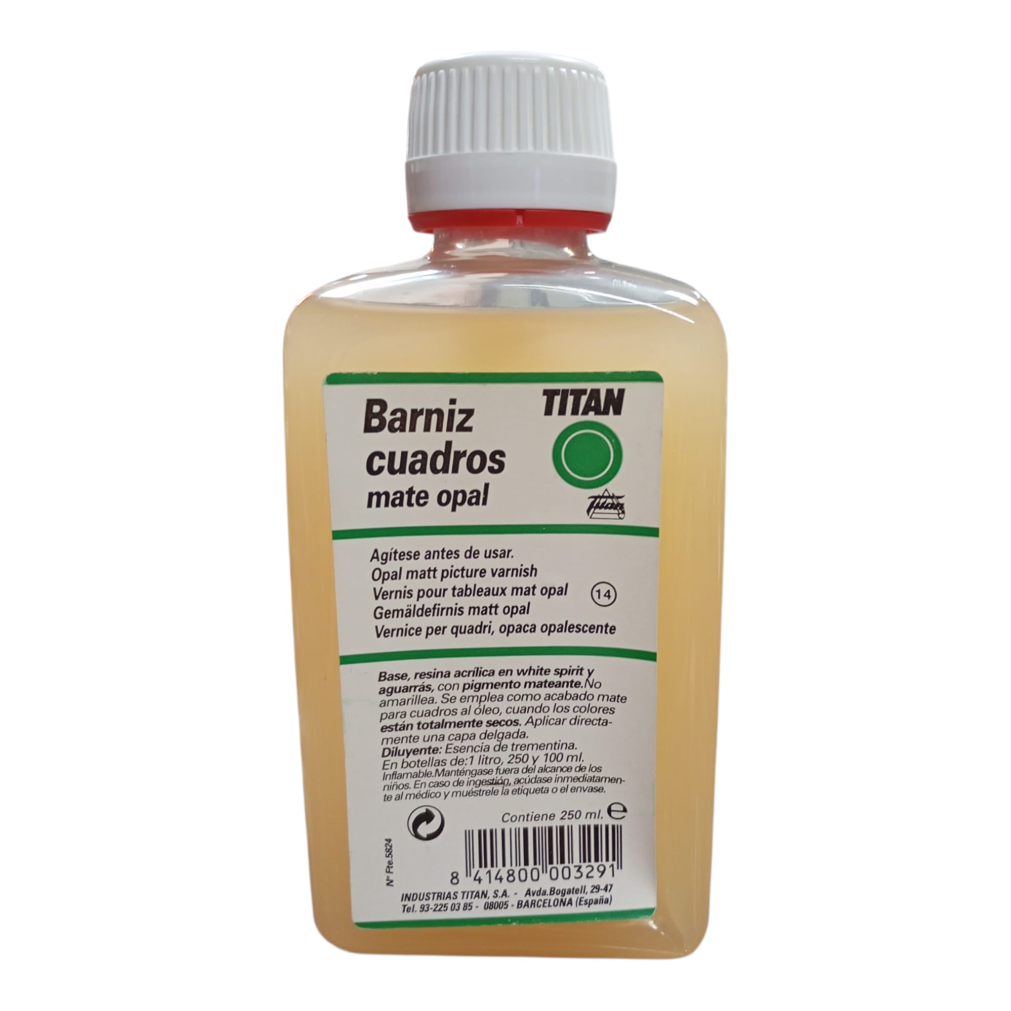 ca3ca90c-4ccd-4be2-a5b9-5b3f4462f9b8 Verniz Quadros Mate Opal Titan 250ml para proteção de pinturas a óleo e acrílico.