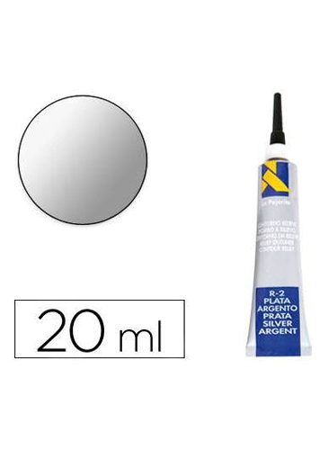 Tinta Contorno Relevo La Pajarita 20ml Prata com efeito 3D e acabamento metálico